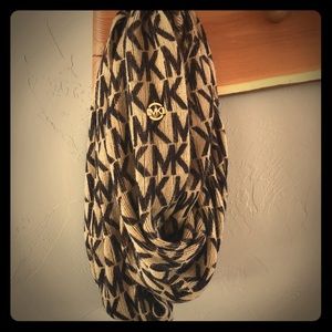 Michael Kors Infinity Logo Scarf with Gold Emblem